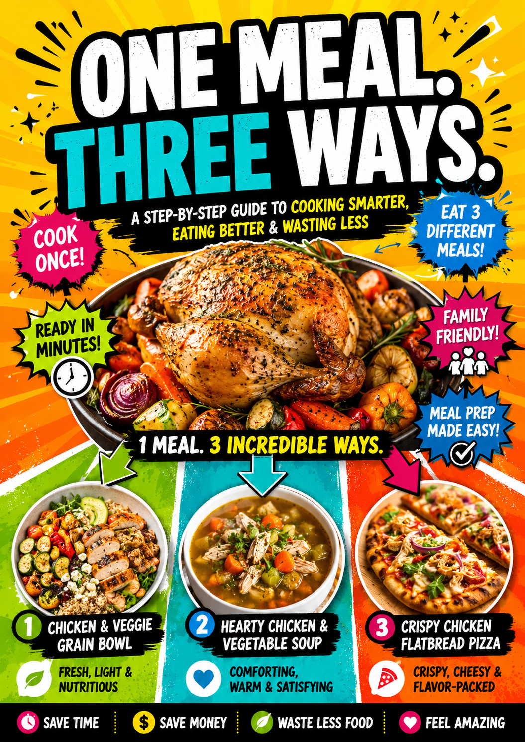 One Meal, Three Ways: Cook Once, Eat 3 Delicious Meals