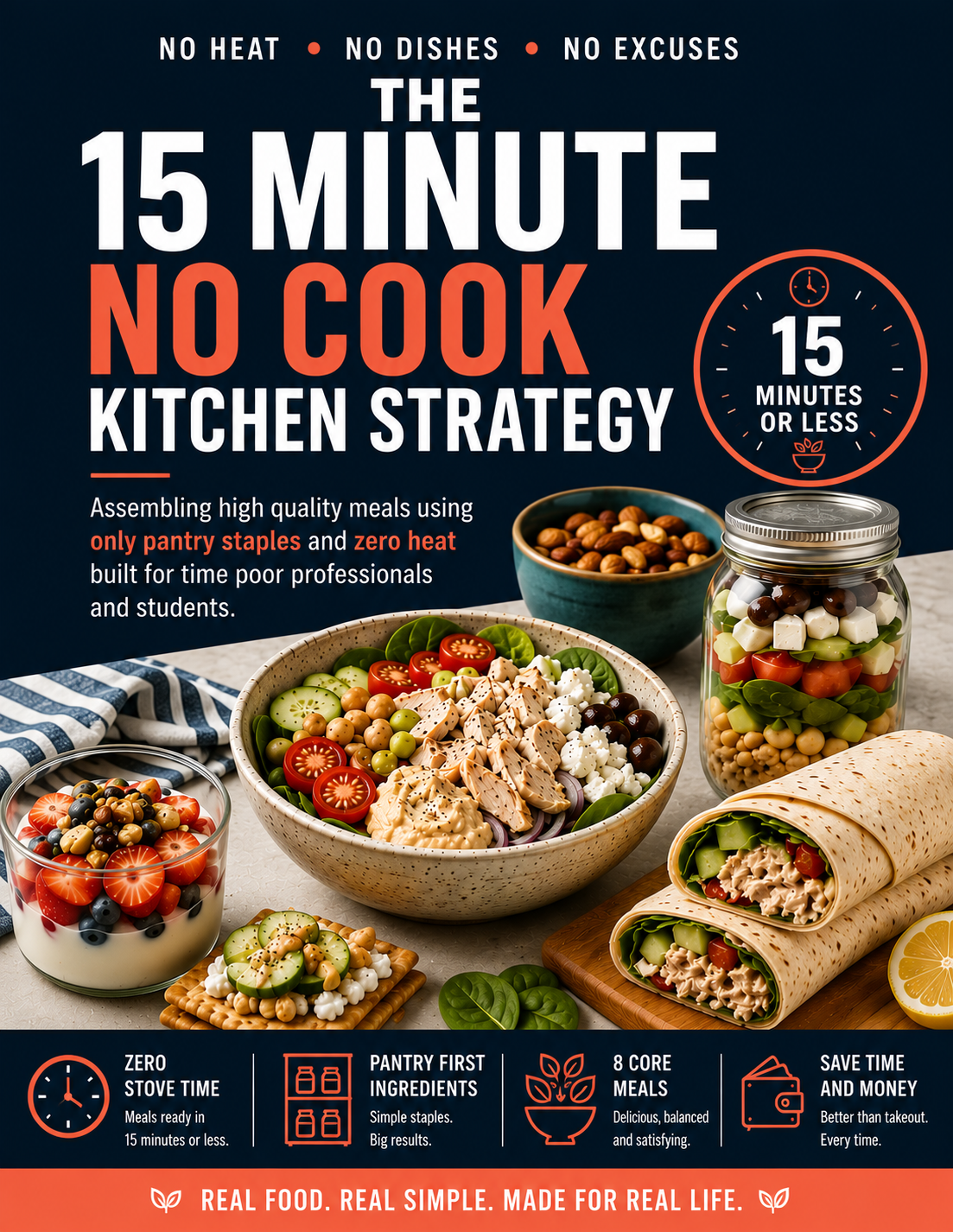 The 15 Minute No Cook Kitchen Strategy Easy Healthy Meals in 15 Minutes or Less